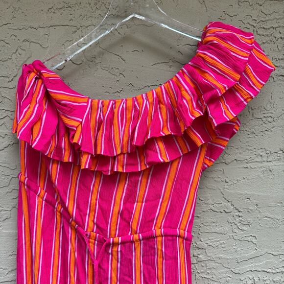 Lovers + Friends Dress Amity Mini Ruffles One Shoulder Styling Tassels M NWT - Picture 4 of 9
